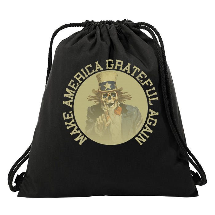 Retro Make America Grateful Again Vintage Uncle Sam Drawstring Bag