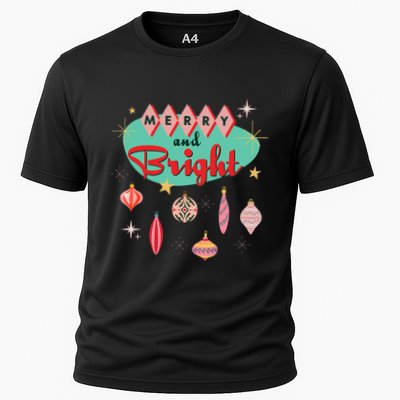 Retro Merry And Bright Mid Century Modern Christmas Ornament Performance Shirt