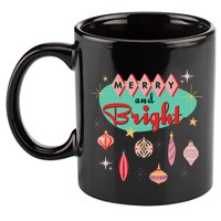Retro Merry And Bright Mid Century Modern Christmas Ornament 11oz C Handle Ceramic Mug