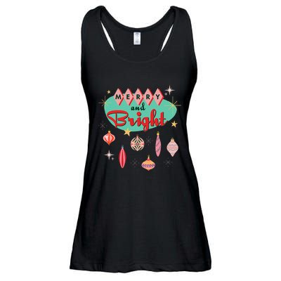 Retro Merry And Bright Mid Century Modern Christmas Ornament Ladies Essential Flowy Tank