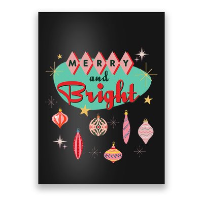 Retro Merry And Bright Mid Century Modern Christmas Ornament Poster