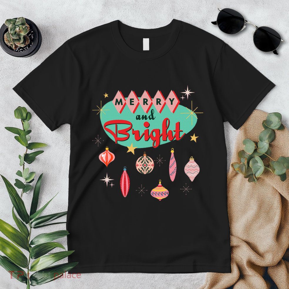 Retro Merry And Bright Mid Century Modern Christmas Ornament Premium T-Shirt