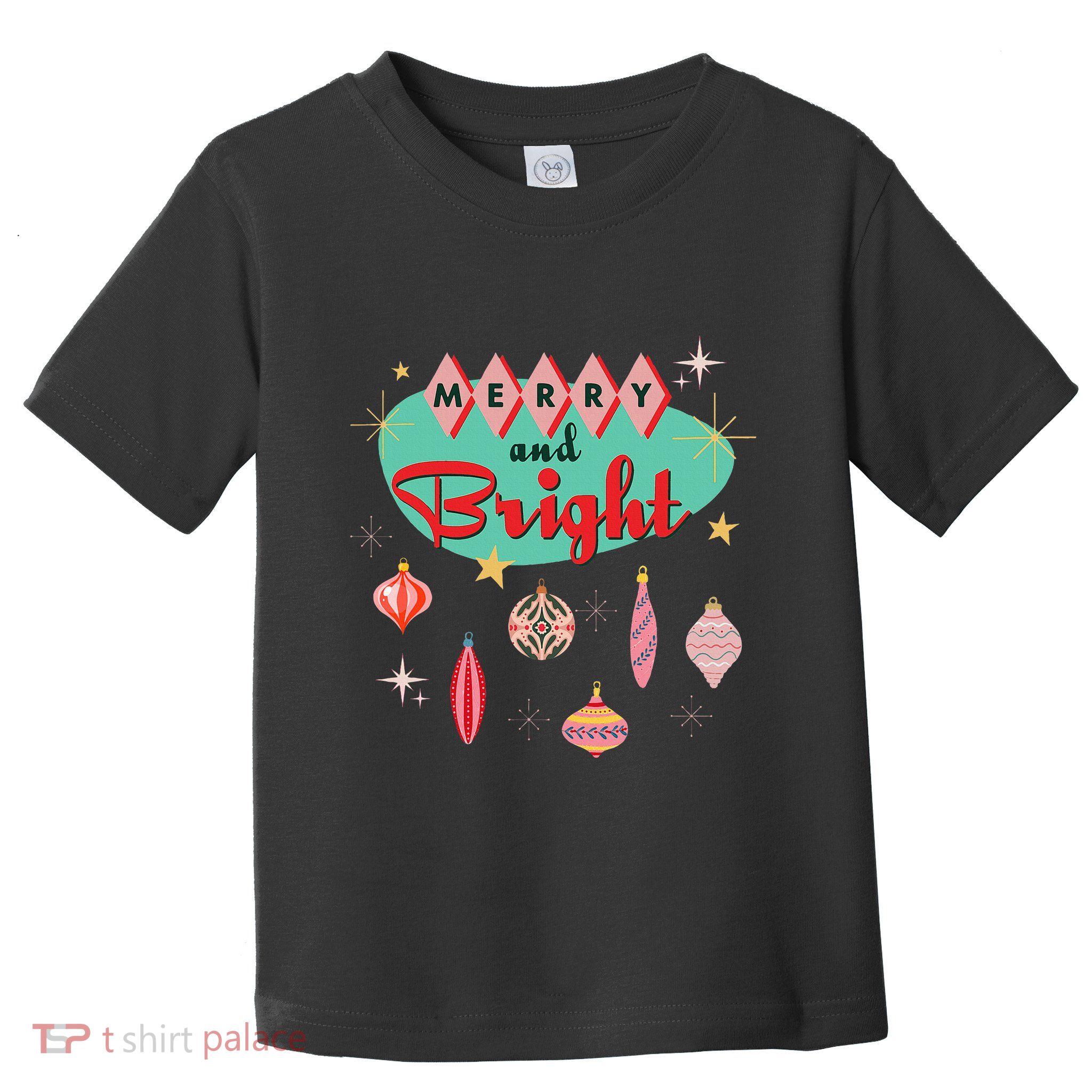 Retro Merry And Bright Mid Century Modern Christmas Ornament Toddler T-Shirt
