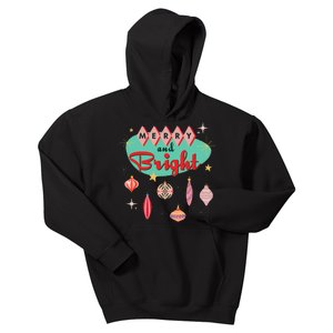 Retro Merry And Bright Mid Century Modern Christmas Ornament Kids Hoodie