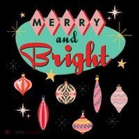 Retro Merry And Bright Mid Century Modern Christmas Ornament Short Acrylic Beanie
