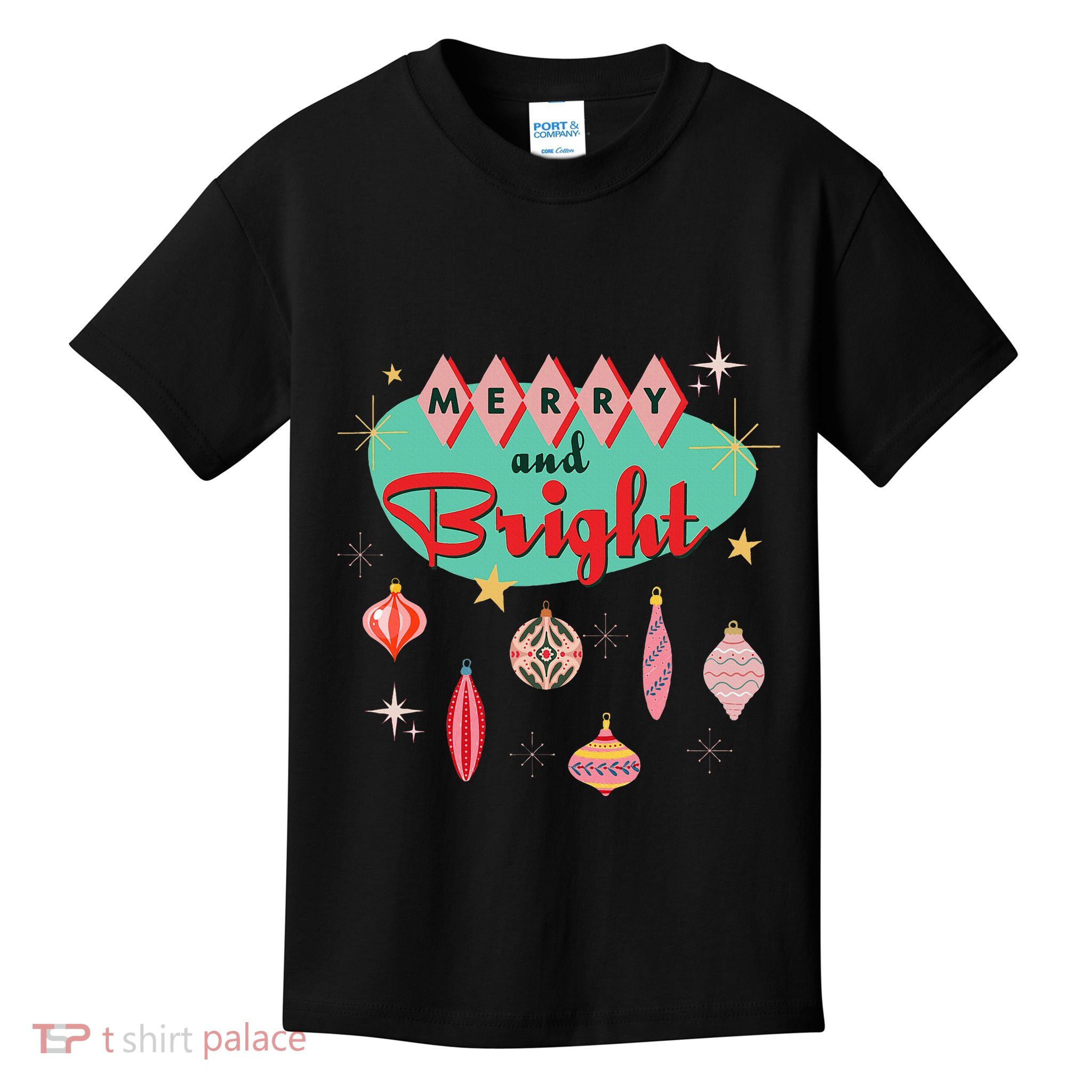 Retro Merry And Bright Mid Century Modern Christmas Ornament Kids T-Shirt