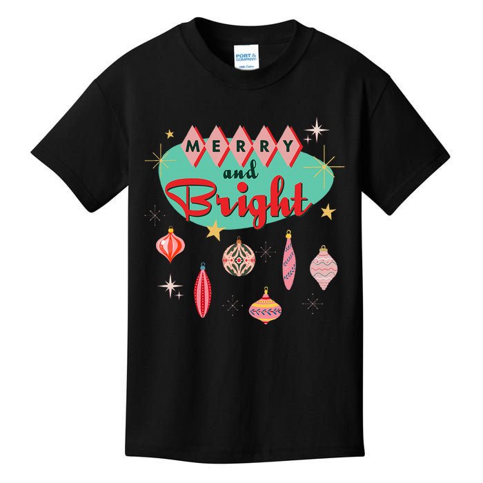 Retro Merry And Bright Mid Century Modern Christmas Ornament Kids T-Shirt