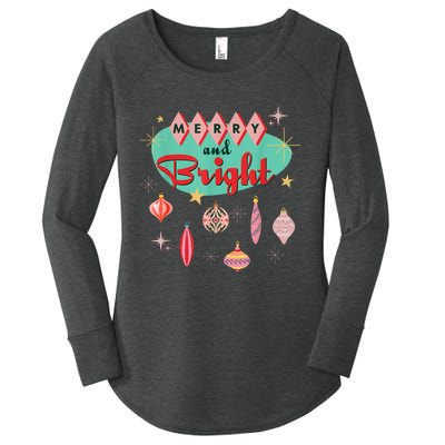 Retro Merry And Bright Midcentury Modern Christmas Ornament Women's Perfect Tri Tunic Long Sleeve Shirt