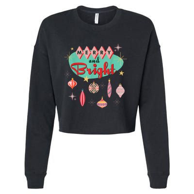 Retro Merry And Bright Midcentury Modern Christmas Ornament Cropped Pullover Crew