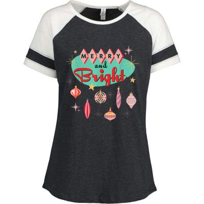 Retro Merry And Bright Midcentury Modern Christmas Ornament Enza Ladies Jersey Colorblock Tee