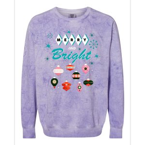 Retro Merry And Bright Midcentury Modern Christmas Pyrex Colorblast Crewneck Sweatshirt