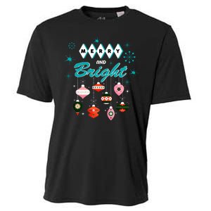 Retro Merry And Bright Midcentury Modern Christmas Pyrex Cooling Performance Crew T-Shirt