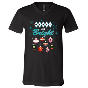 Retro Merry And Bright Midcentury Modern Christmas Pyrex V-Neck T-Shirt