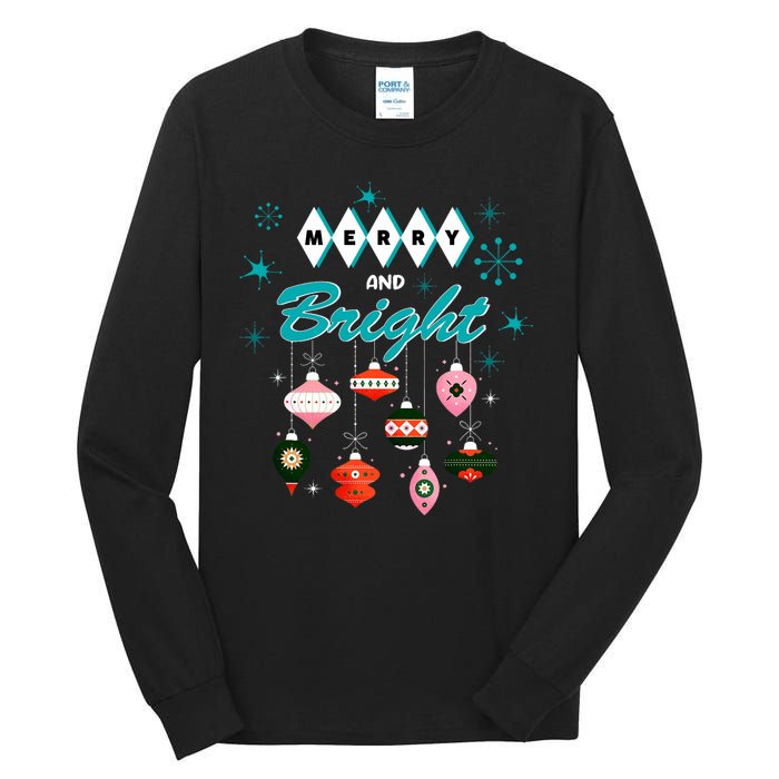 Retro Merry And Bright Midcentury Modern Christmas Pyrex Tall Long Sleeve T-Shirt