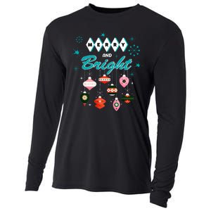 Retro Merry And Bright Midcentury Modern Christmas Pyrex Cooling Performance Long Sleeve Crew