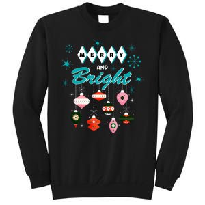 Retro Merry And Bright Midcentury Modern Christmas Pyrex Tall Sweatshirt