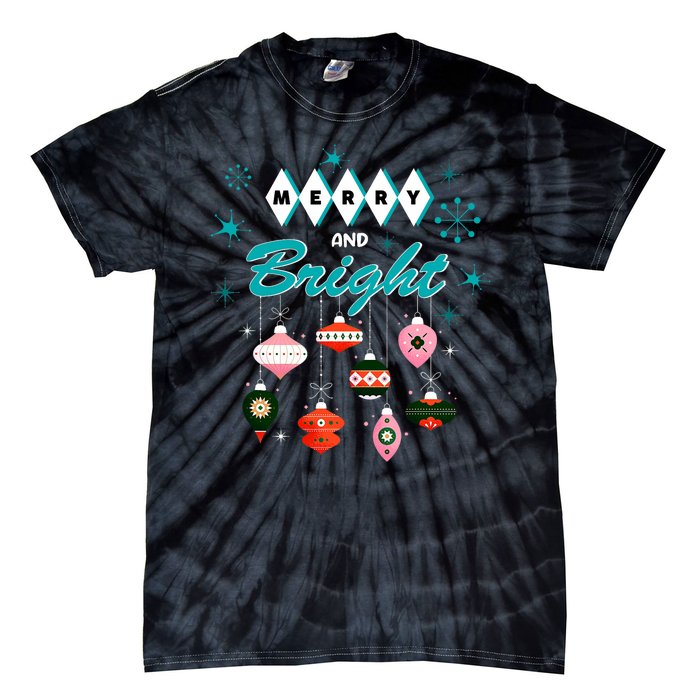 Retro Merry And Bright Midcentury Modern Christmas Pyrex Tie-Dye T-Shirt