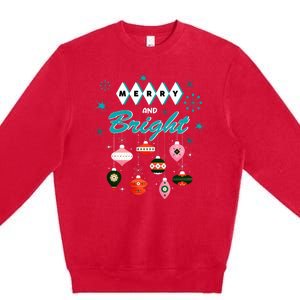 Retro Merry And Bright Midcentury Modern Christmas Pyrex Premium Crewneck Sweatshirt