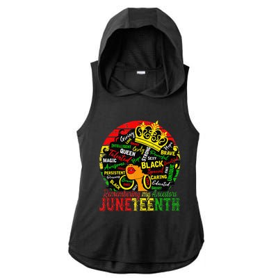 Remembering My Ancestors Juneteenth Celebrate Black Women Ladies PosiCharge Tri-Blend Wicking Draft Hoodie Tank