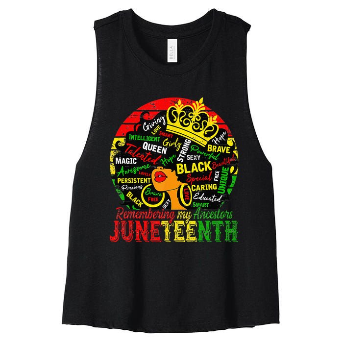 Remembering My Ancestors Juneteenth Celebrate Black Women Women's Racerback Cropped Tank