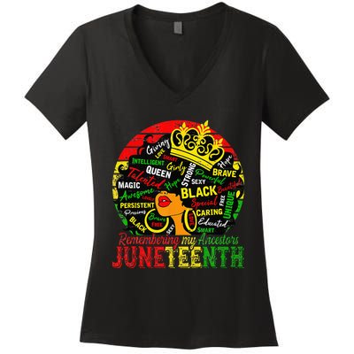 Remembering My Ancestors Juneteenth Celebrate Black Women Women's V-Neck T-Shirt