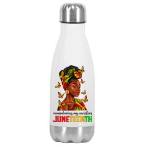 Remembering My Ancestors Juneteenth Celebrate Black Women Stainless Steel Insulated Water Bottle