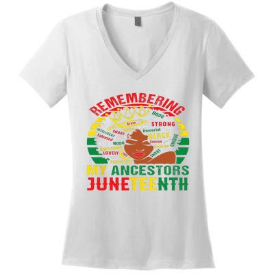 Remembering My Ancestors Juneteenth Black Wo Women's V-Neck T-Shirt