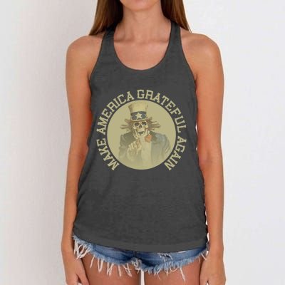 Retro Make America Grateful Again Vintage Uncle Sam Women's Knotted Racerback Tank