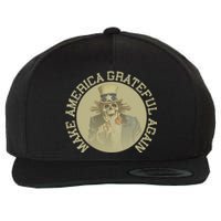 Retro Make America Grateful Again Vintage Uncle Sam Wool Snapback Cap