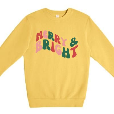 Retro Merry And Bright Long Sleeve Premium Crewneck Sweatshirt