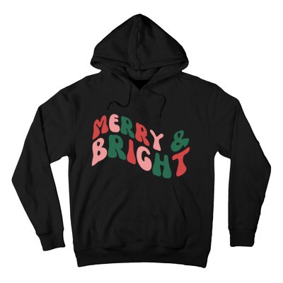 Retro Merry And Bright Long Sleeve Hoodie