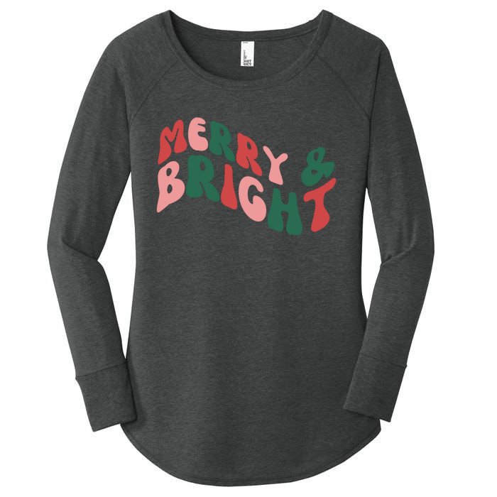 Retro Merry And Bright Long Sleeve Women's Perfect Tri Tunic Long Sleeve Shirt