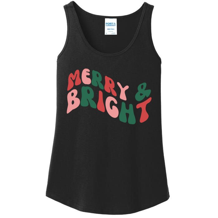 Retro Merry And Bright Long Sleeve Ladies Essential Tank