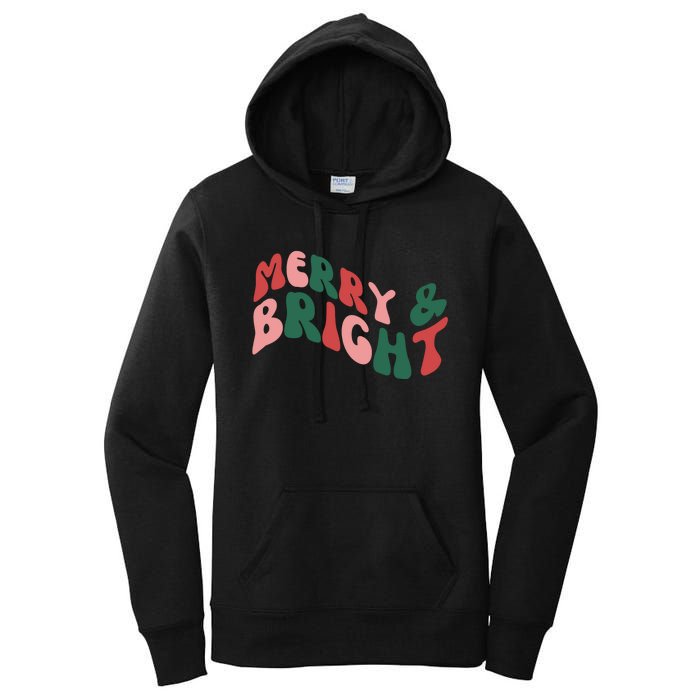 Retro Merry And Bright Long Sleeve Women's Pullover Hoodie