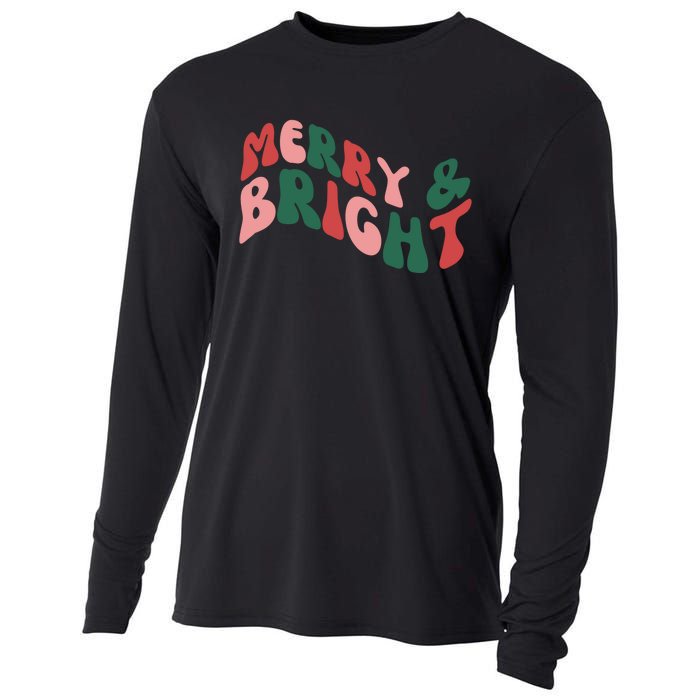 Retro Merry And Bright Long Sleeve Cooling Performance Long Sleeve Crew