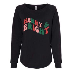 Retro Merry And Bright Long Sleeve Womens California Wash Sweatshirt