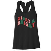 Retro Merry And Bright Long Sleeve Women's Racerback Tank