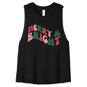 Retro Merry And Bright Long Sleeve Women's Racerback Cropped Tank