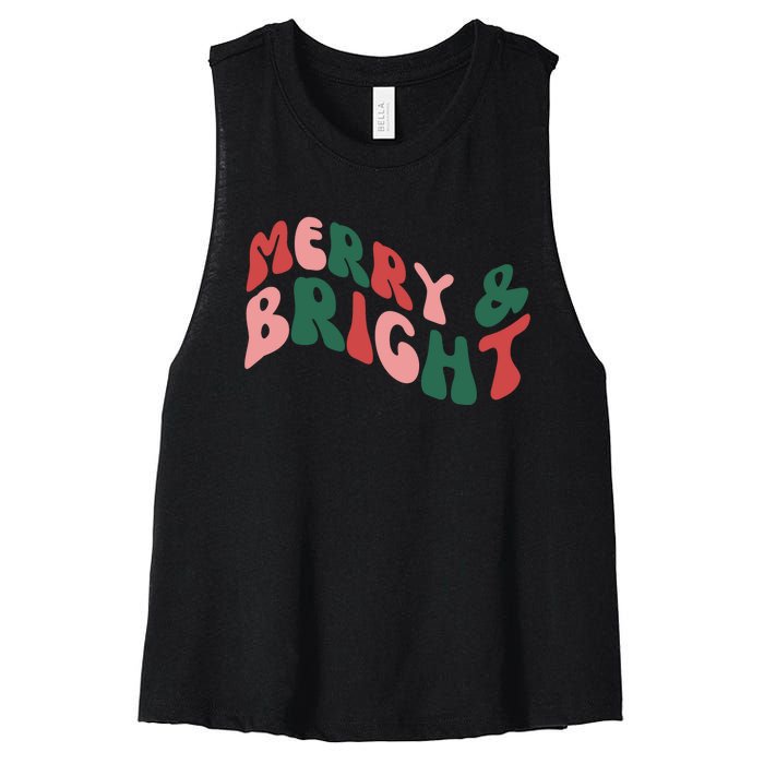 Retro Merry And Bright Long Sleeve Women's Racerback Cropped Tank