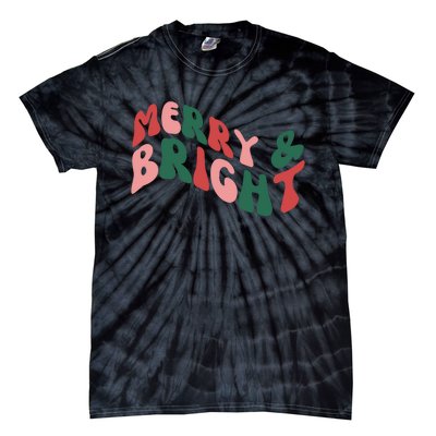 Retro Merry And Bright Long Sleeve Tie-Dye T-Shirt