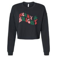 Retro Merry And Bright Long Sleeve Cropped Pullover Crew