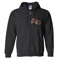 Retro Merry And Bright Long Sleeve Full Zip Hoodie