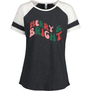 Retro Merry And Bright Long Sleeve Enza Ladies Jersey Colorblock Tee