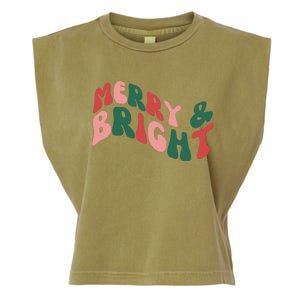 Retro Merry And Bright Long Sleeve Garment-Dyed Women's Muscle Tee