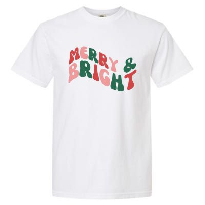 Retro Merry And Bright Long Sleeve Garment-Dyed Heavyweight T-Shirt