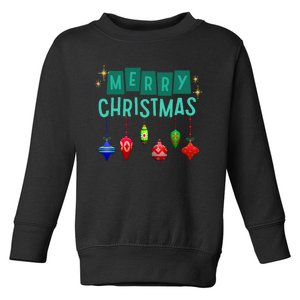 Retro Merry And Bright Midcentury Modern Christmas Ornament Long Sleeve Toddler Sweatshirt