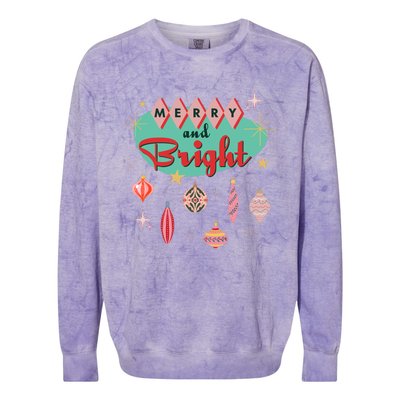 Retro Merry And Bright Midcentury Modern Christmas Ornament Colorblast Crewneck Sweatshirt