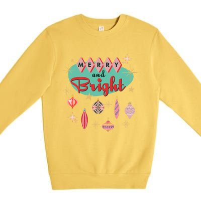 Retro Merry And Bright Midcentury Modern Christmas Ornament Premium Crewneck Sweatshirt