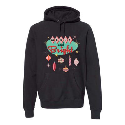 Retro Merry And Bright Midcentury Modern Christmas Ornament Premium Hoodie