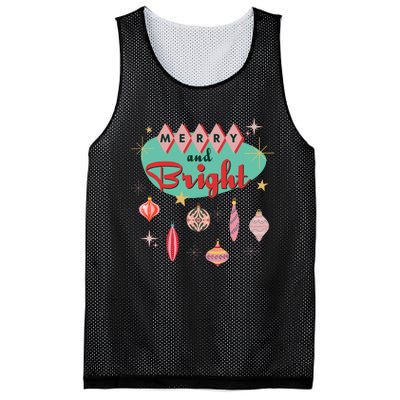 Retro Merry And Bright Midcentury Modern Christmas Ornament Mesh Reversible Basketball Jersey Tank